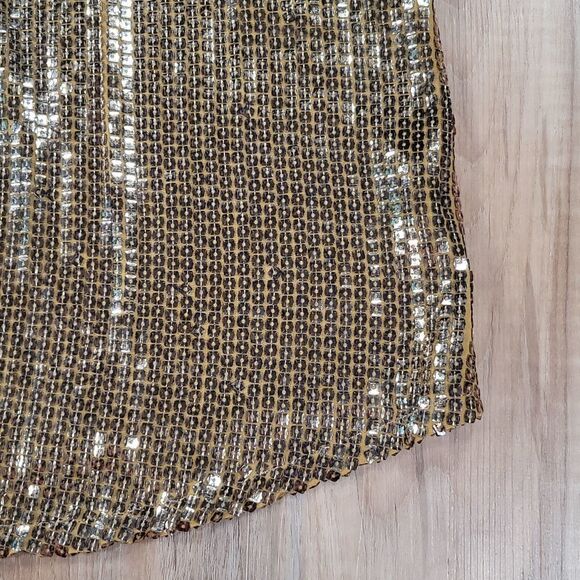 🔺️Ecru Gold Sequin Flowy Sleeveless Top XLarge - Picture 7 of 9